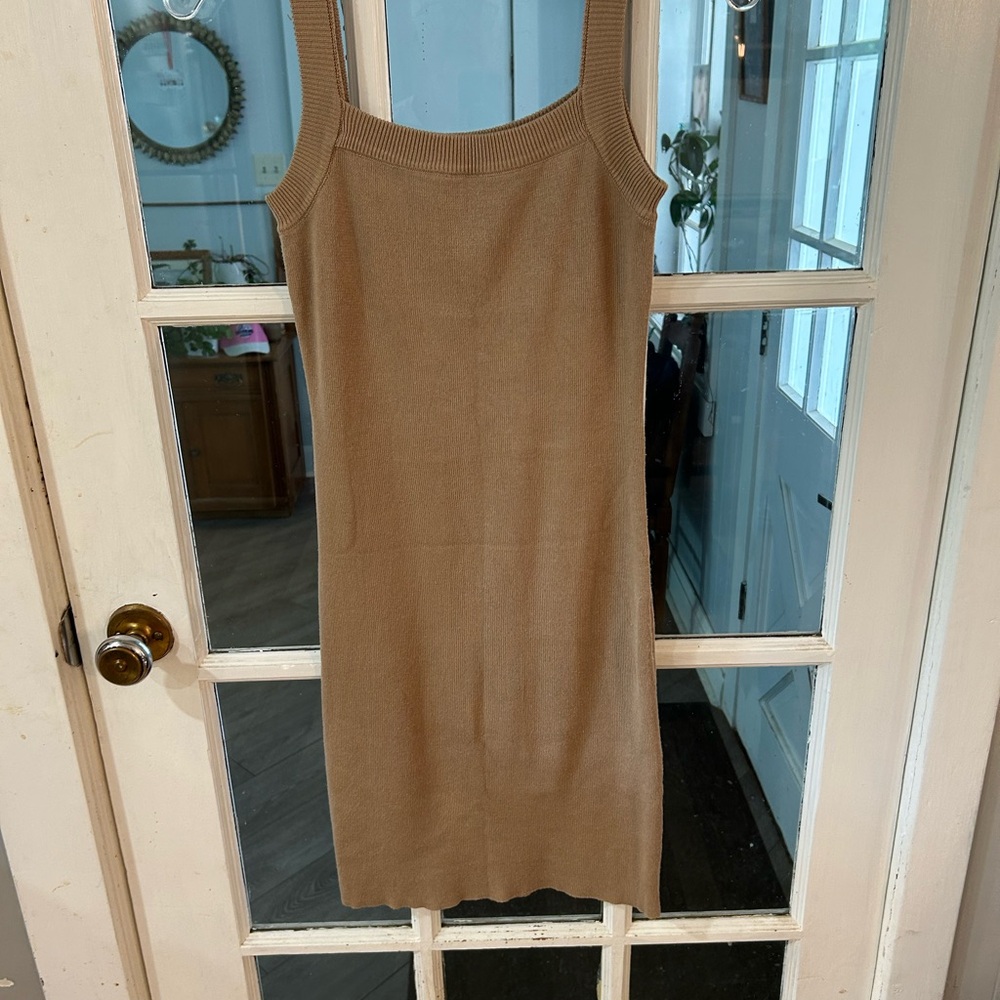 Small tan sweater dress